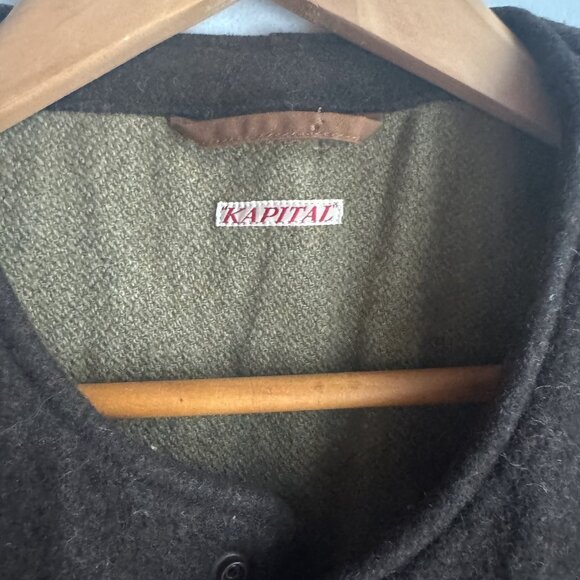 Kapital Army Green Wool Snap Closure Vest S - Picture 5 of 8